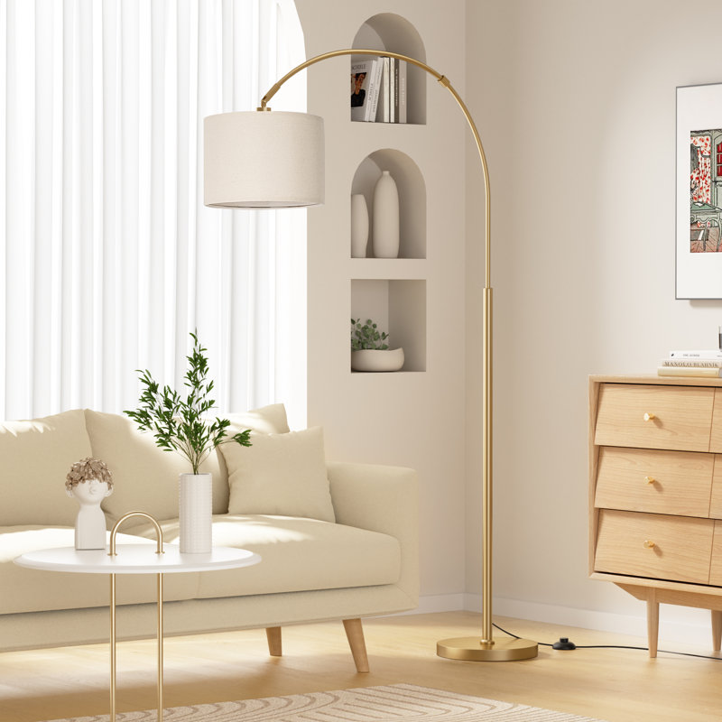 70'' Modern Arc Dimmable Floor Lamp with Remote Control for Living Room, Gold