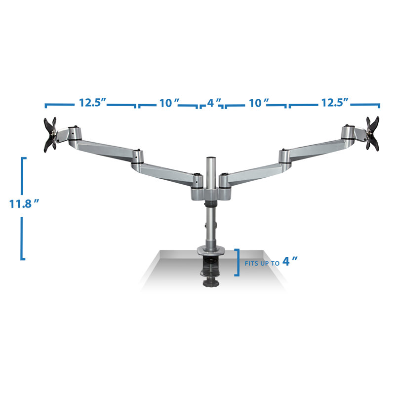  Dual Arm Articulating Computer Monitor Height Adjustable 2 Screen Desk Mount, Clamp