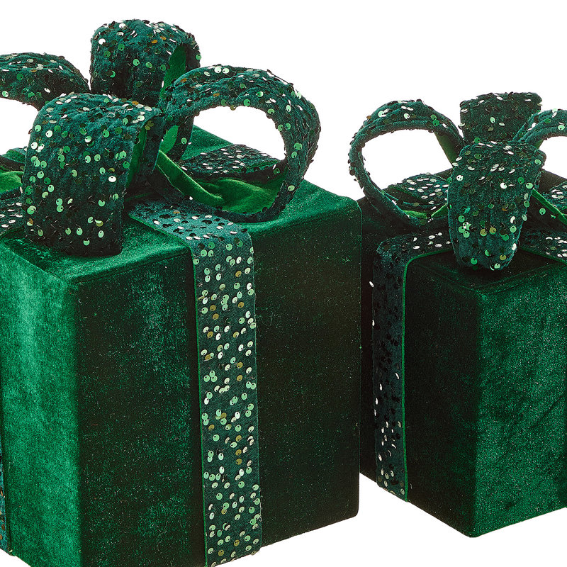 Boîte-cadeau de 11,5 à 15 po en velours et paillettes , Green