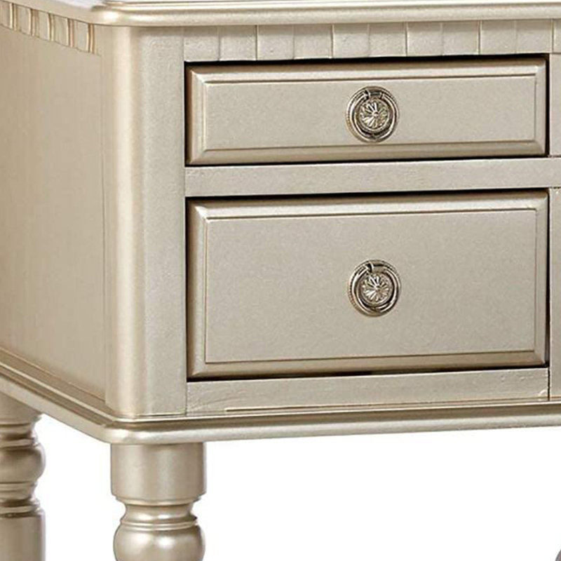 Ensemble coiffeuse et tabouret en bois massif Darolyn, Doré clair