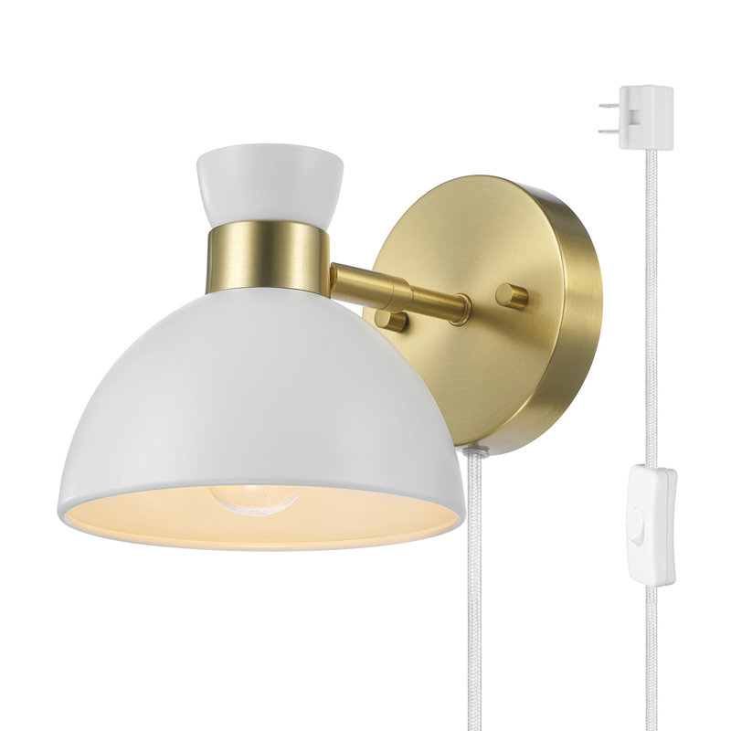 Minami Plug-in Armed Sconce, White