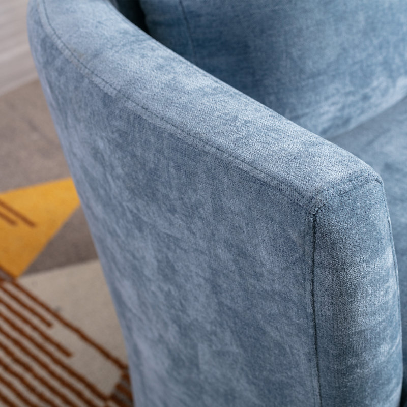 Yelina Polyester Slipcovered Swivel Barrel Chair, Light Blue 100% Polyester