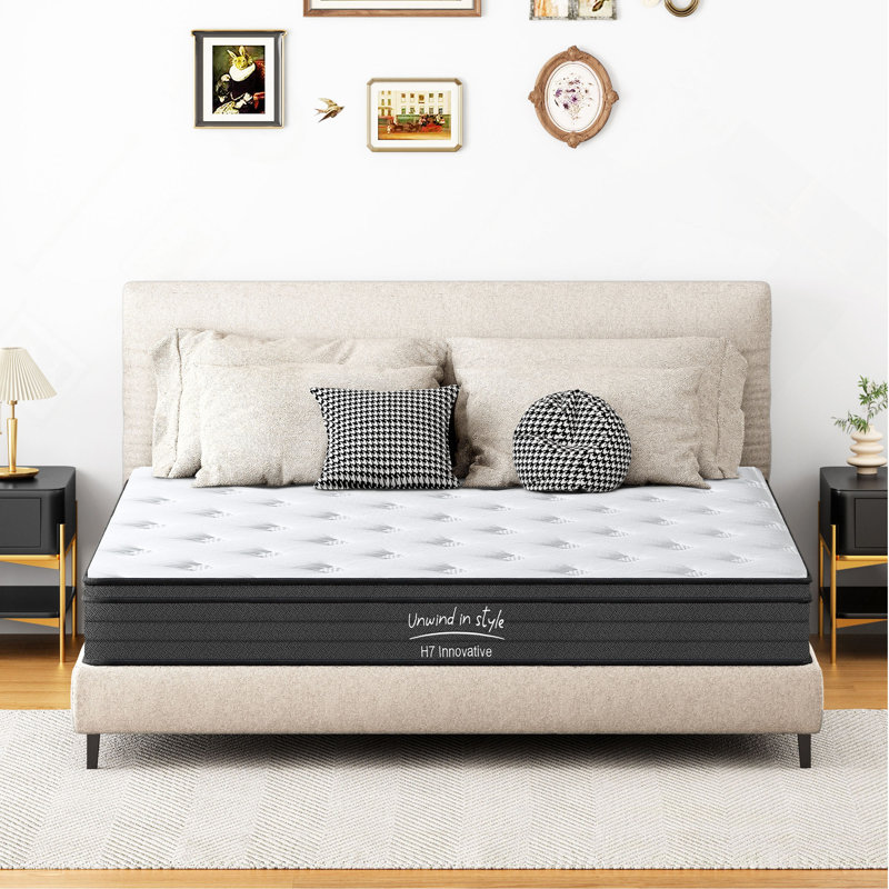 Très grand matelas, matelas hybride de 10 pouces, ressorts ensachés individuellement, fermeté moyenne