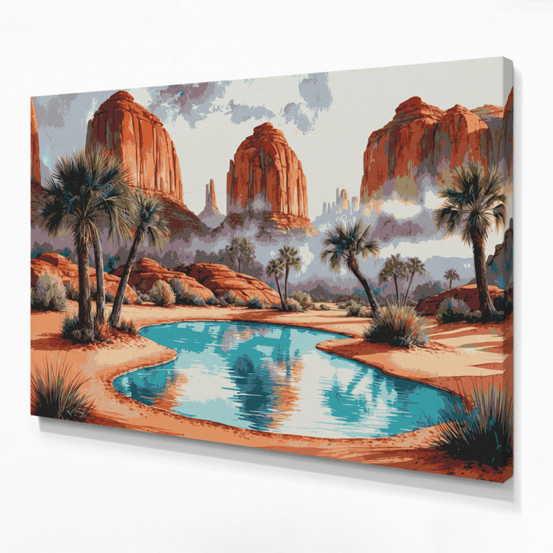 Art mural sur toile, "Oasis 102" de Southwestern, H 12 po x l 18 po