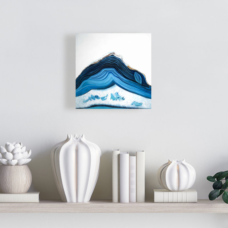 «Blue Geode Profile», art mural moderne, H 8 po x l 8 po