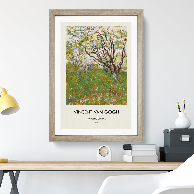 Flowering Orchard by Vincent Van Gogh - Single Picture Frame Print, 65cm H x 48cm W x 2cm D, Oak Framed