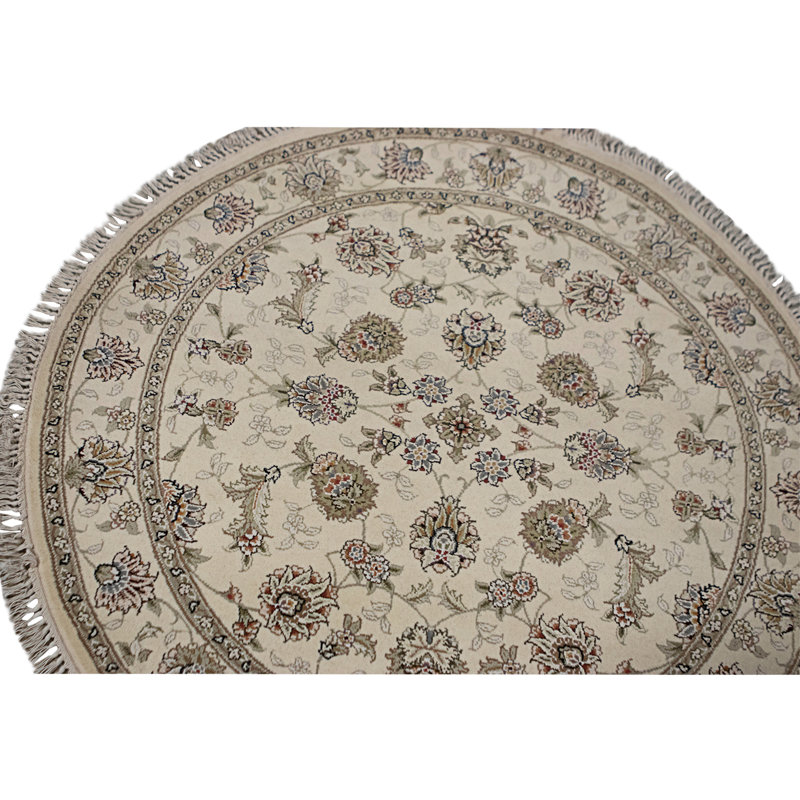 High-Quality Hand-Knotted Ivory Area Rug