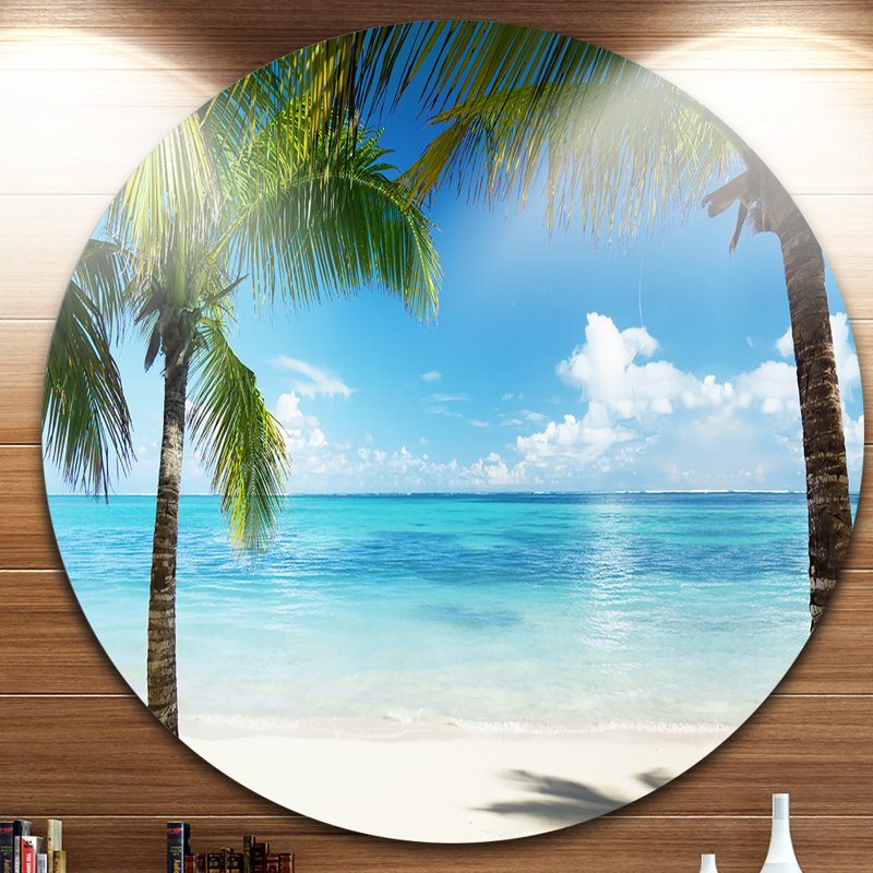 «Palm Trees and Sea», reproduction de photo sur métal, H 38 po x l 38 po x P 1 po