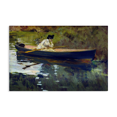 Art mural sur toile «Thoughtful Woman on Canoe» par CAD Designs