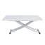 Table basse Vesta multifonctionnelle à plateau relevable en faux marbre, table de salle à manger réglable en hauteur avec roulettes dissimulées et plateau pliable