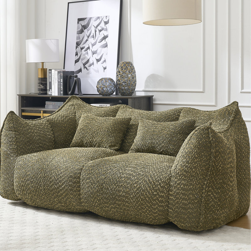 Olive chenille, offrant une chaise élégante et confortable, avec poignée pratique pour un déplacement facile