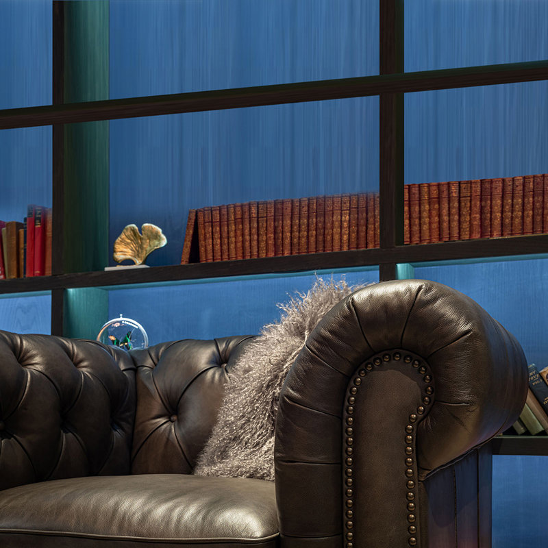 Charterhouse 3.5-Seater in Vintage Flint Top Grain Leather + Grey Oak Feet + Pewter Studs