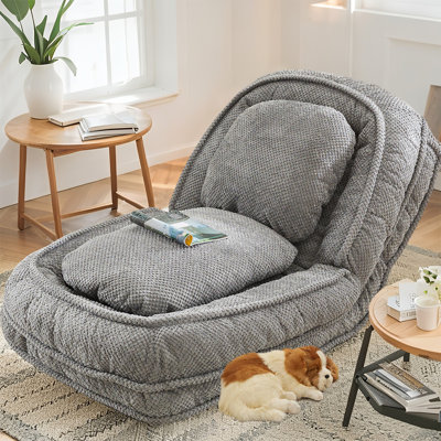 Multi-Function Lounger, Lazy Sofa Couch,Space Saving Design,Foldable,Human Pets Bed With 5 Adjustable Position, For Bedroom, Living Room by Everly Quinn