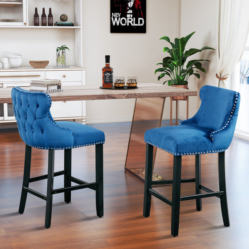 Tabouret de comptoir à oreilles 26,6 po, Bleu