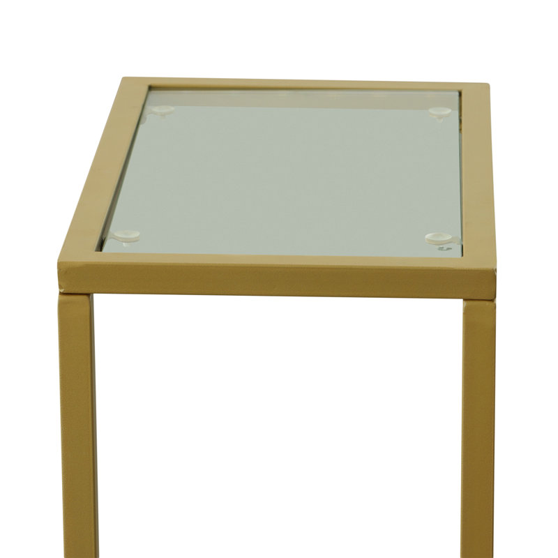 Elegant Gold Small 25.5" Space-Saving C-Shaped Side Table, Gold