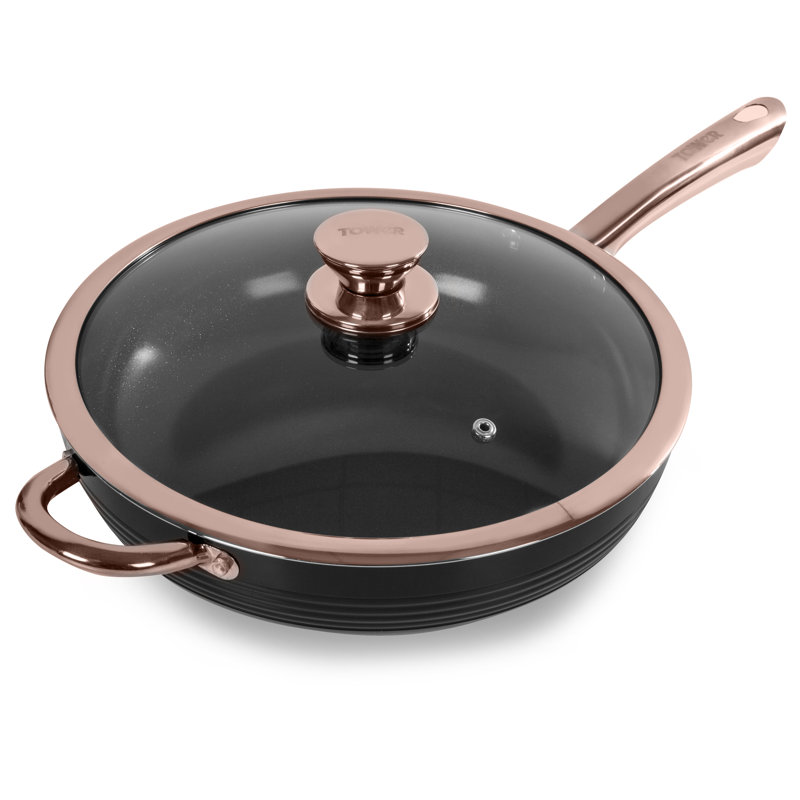 Tower Non-Stick Ceramic Saute Pan with Lid, Black