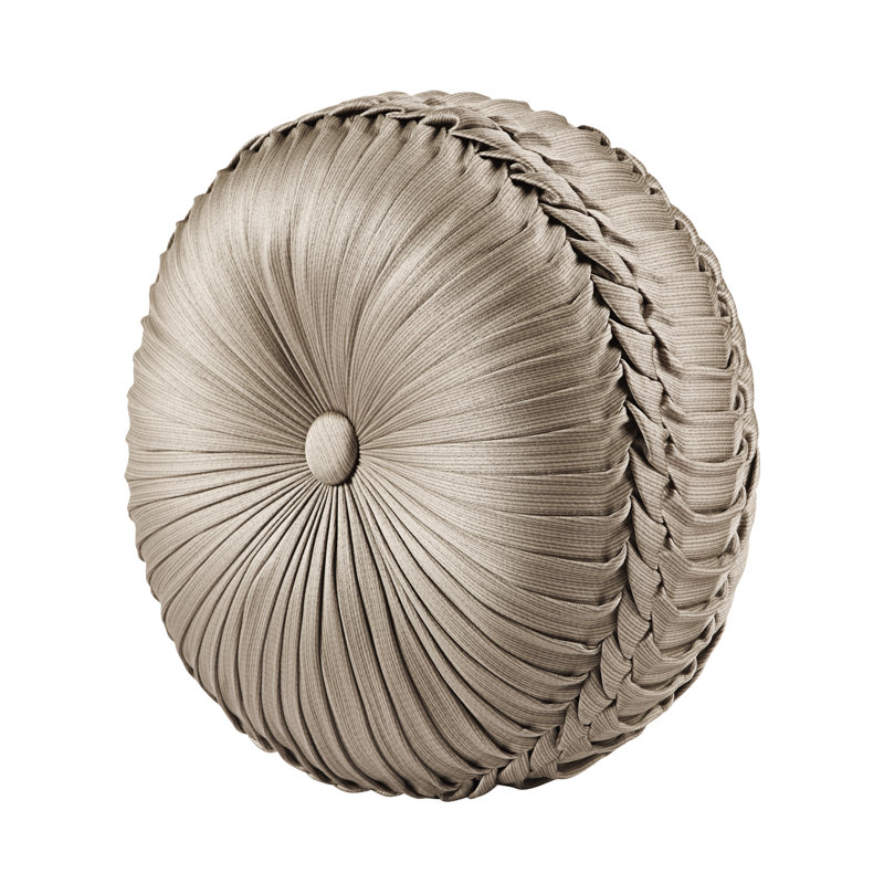 Pecora Tufted Round Decorative Throw Pillow, Champagne