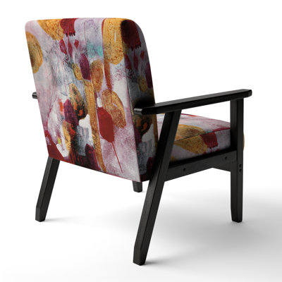Goehner - Abstract Watercolor with Red and Yellow - Upholstered Contemporary Accent Arm Chair