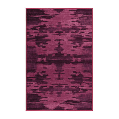 Tapis rouge abstrait lavable à la machine