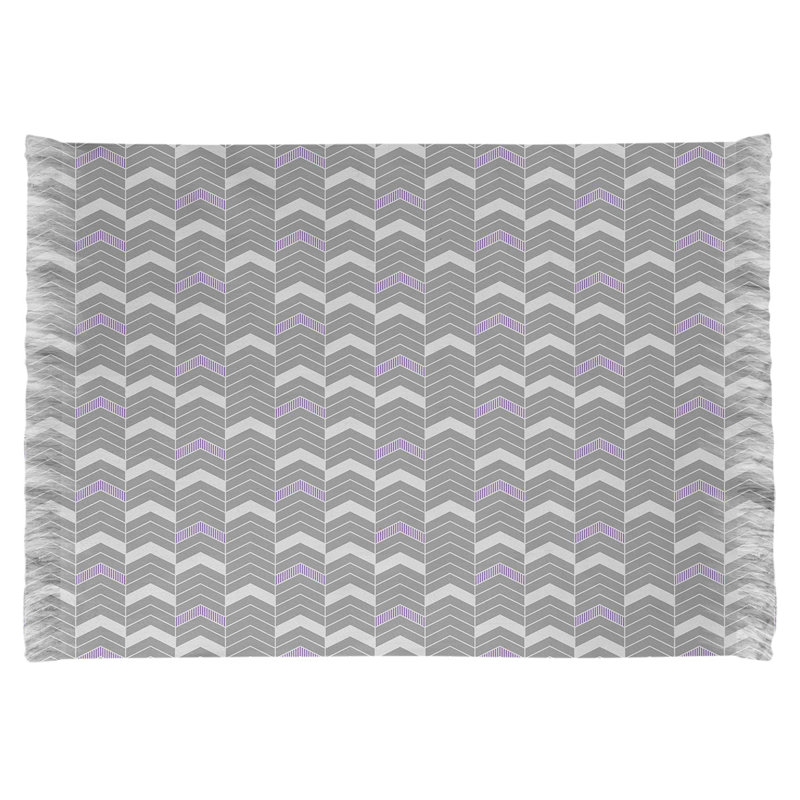 Tapis gris à motif de rayures à chevrons, Non