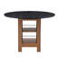 Table de salle à manger ronde en MDF noir de 107 cm (42 pouces), piètement en bois avec étagères de rangement ouvertes à deux niveaux, patins antidérapants, idéale pour la cuisine ou un appartement.-1168575514