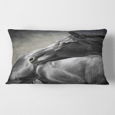 Portrait d'un cheval, housse de coussin rectangulaire et insert