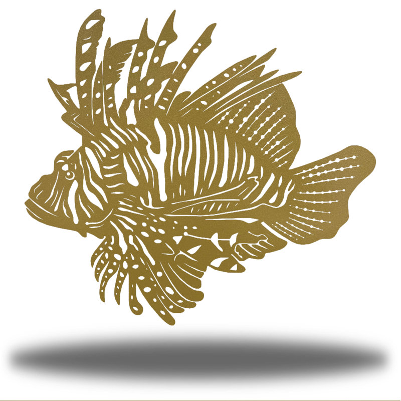 Décoration murale poisson-lion Angelinea, H 12 po x l 12 po x P 0,013 po, Or