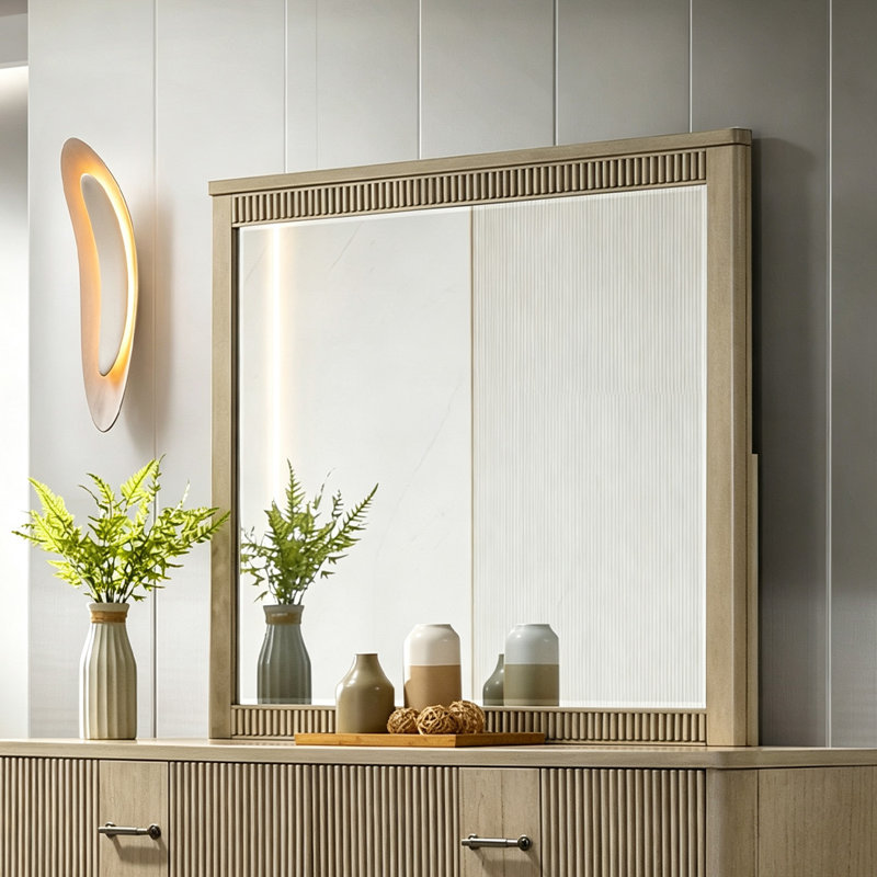 Miroir d'appoint de 43 pouces de la collection Natural, aspect bois, pour une chambre élégante.