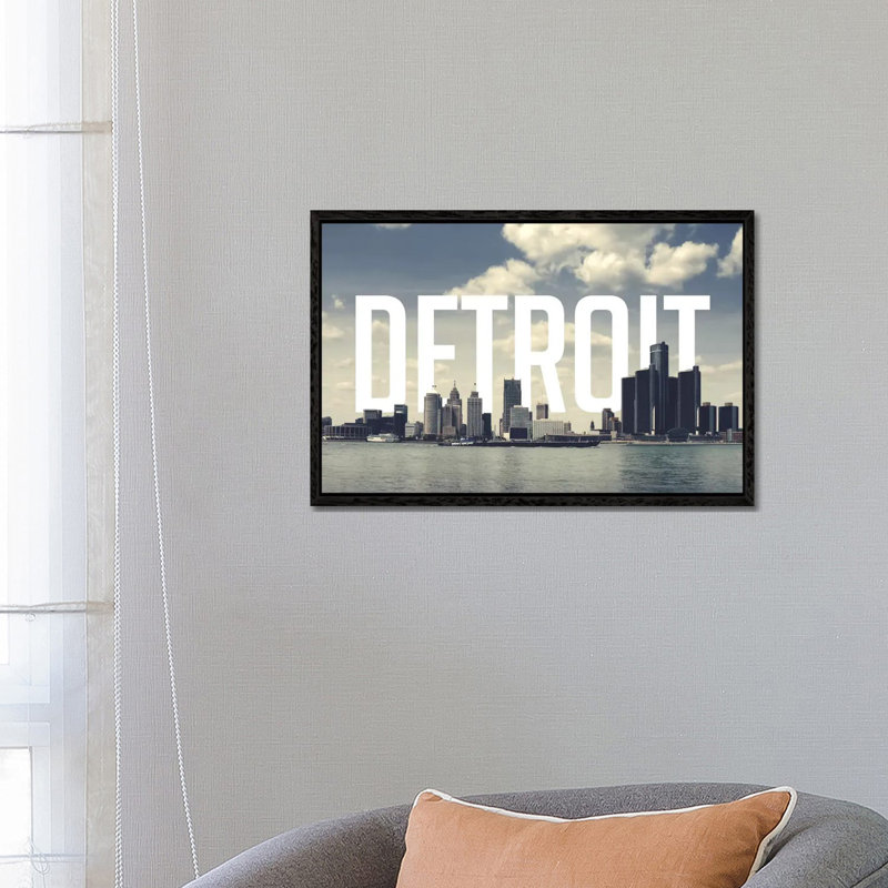 Detroit - Print on Canvas, 66.04 cm H x 45.72 cm W, Black Framed