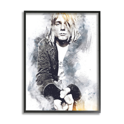 " Kurt Cobain Modern Abstract Pattern Portrait Black Yellow " by Birch&Ink
