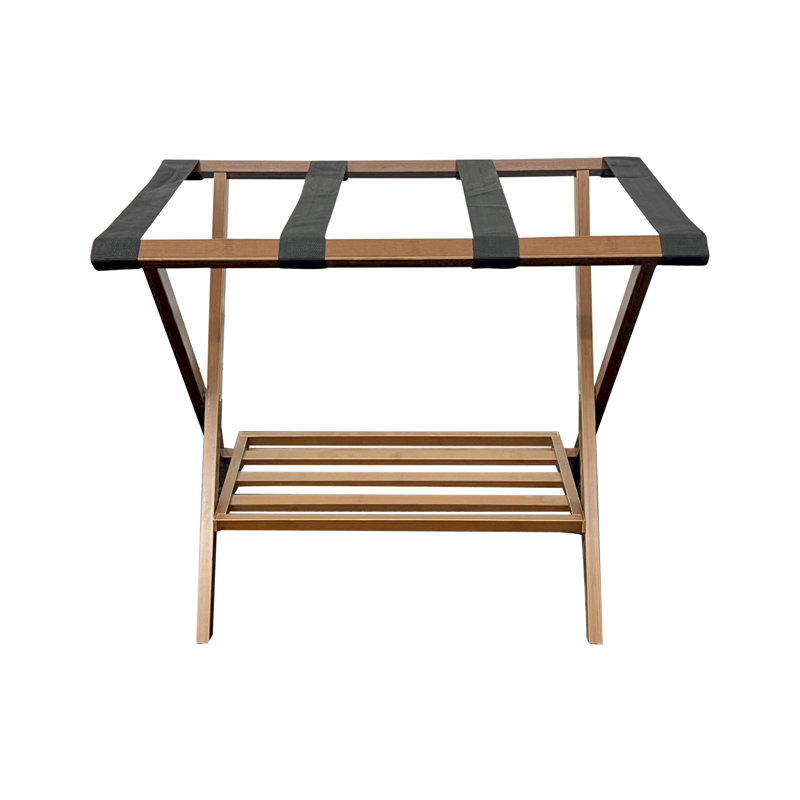 Folding Bamboo Luggage Rack, Caramel