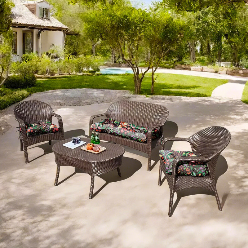 Outdoor 5'' Seat / Back Cushion, Black Floral 1