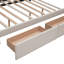 Lit plateforme tapissier avec 2 tiroirs et 1 lit gigogne simple TG, tissu de lin, grand lit - beige foncé (OLD SKU: LP100314AAA)