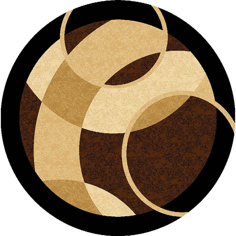 Tapis brun à motif abstrait Galvez, Rond 6 pi 6 po