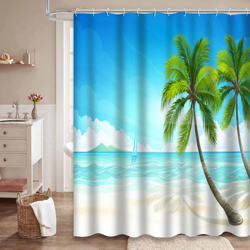 Rideau de douche imperméable Palm Paradise, L 72 po x l 72 po