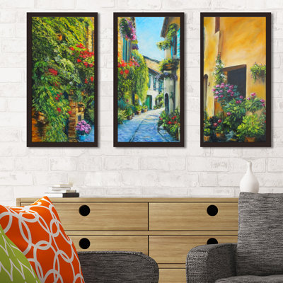 Flower Street in Italy - Ensemble de 3 reproductions de photos sur acrylique