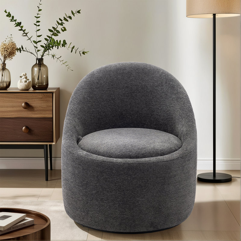 Fauteuil demi-tonneau rotatif Lawandra, Fil bouclé gris foncé