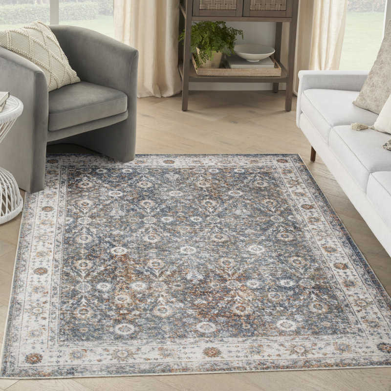 Nourison Astra Machine Washable Ivory Multicolor Vintage Indoor Rug, Rectangle 5'3" x 7'