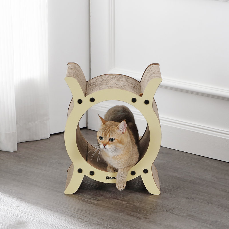 Grattoir de tunnel moderne en carton 16,5 po avec de l'herbe à chat Engeddi