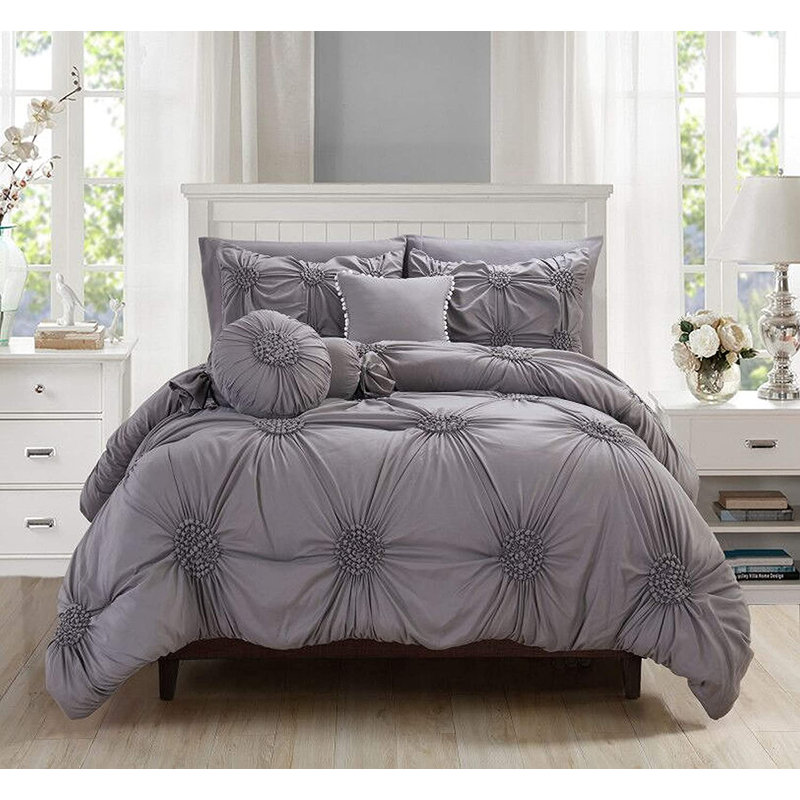 Gray Microfiber Full Down Alternative Reversible Bed in a Bag Set