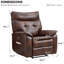 Fauteuil inclinable électrique en cuir véritable de 35,8 po de largeur avec couvercle latéral moderne et poche USB-789408236