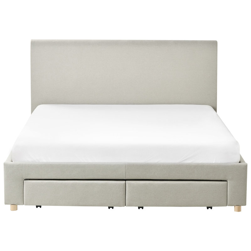 Bed with Storage Drawers Fabric SOUTRIN, Beige, European Kingsize (171 x 218 cm)