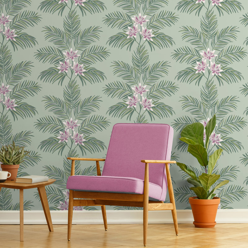 Bali Tropical Floral Wallpaper, Green