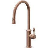 Davoli Pull-Down Kitchen Faucet with Button Sprayer - High Arc Spout