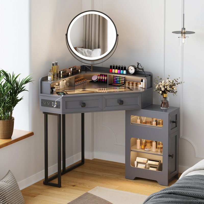 Ensemble de coiffeuse de style moderne, Gris