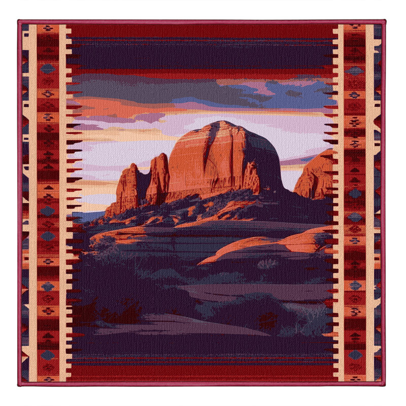  Tapis lavable Sedona Sunset Southwestern, Carré 3 pi