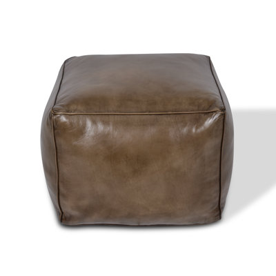71cm Wide Genuine Leather Pouffe Ottoman