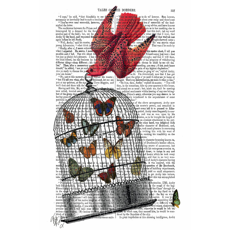 Flying Birdcage by Fab Funky - Wrapped Canvas Print, 30cm H x 20cm W