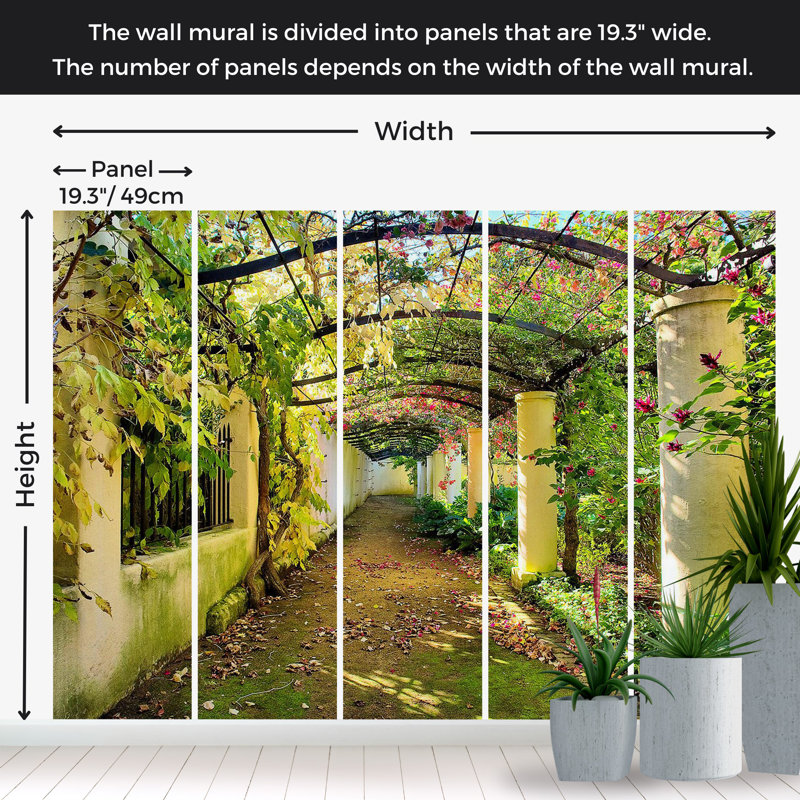 Murale paysage pelez et collez - Pergola, L 154 po x L 110 po