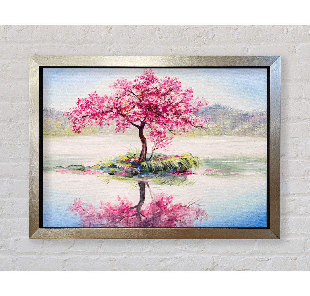 Lone Pink Blossom Tree Gerahmter Druck